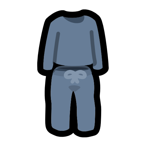 a dull blue pair of pajamas